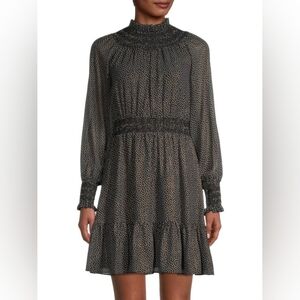 NWT MICHAEL Michael Kors Smocked Sparkle Chiffon Dress